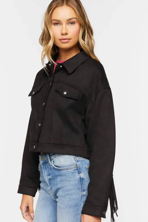 Faux Suede Fringe Jacket