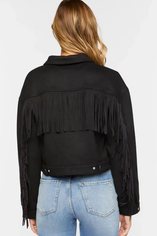 Faux Suede Fringe Jacket