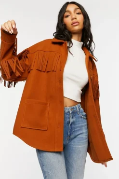 Faux Suede Fringe Shacket