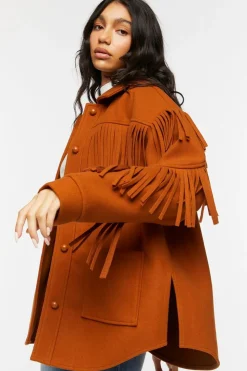 Faux Suede Fringe Shacket
