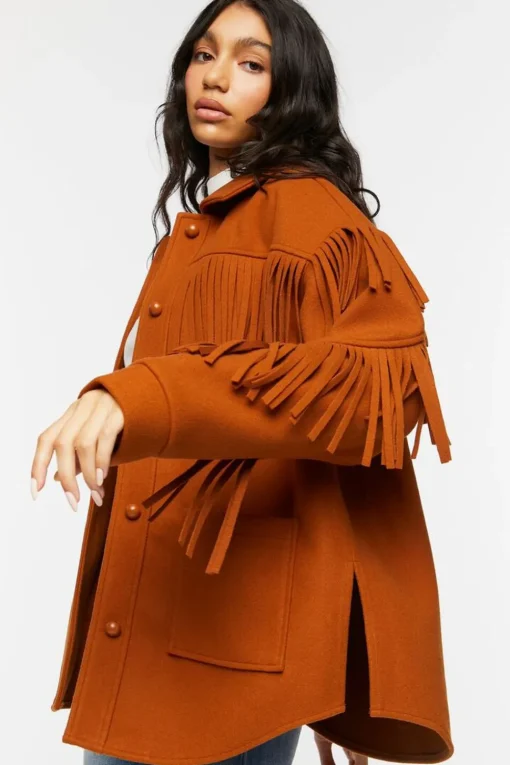 Faux Suede Fringe Shacket