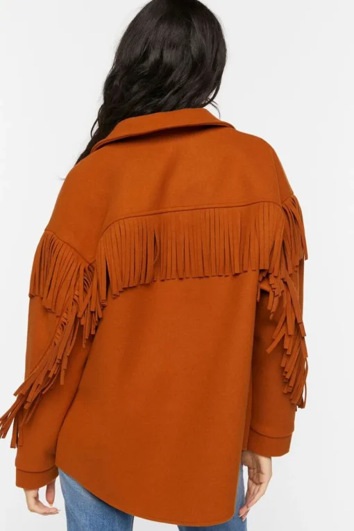 Faux Suede Fringe Shacket