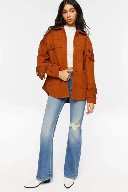 Faux Suede Fringe Shacket
