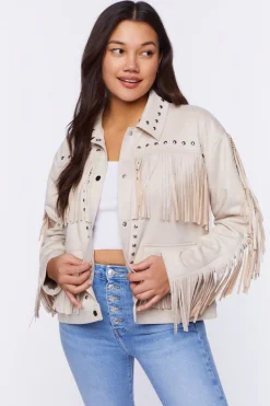 Faux Suede Fringe Trucker Jacket