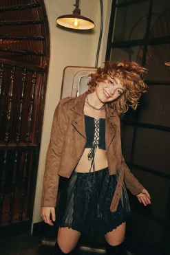 Faux Suede Moto Jacket
