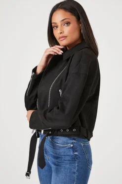 Faux Suede Moto Jacket