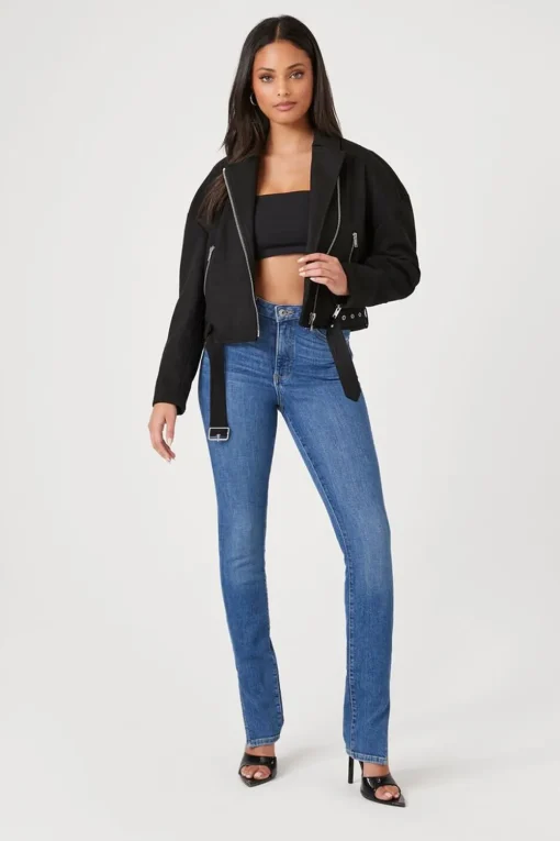 Faux Suede Moto Jacket