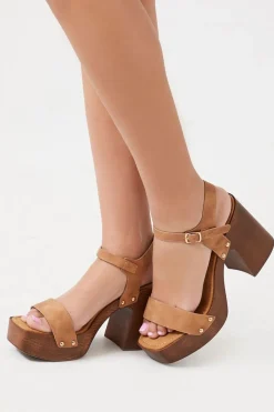 Faux Suede Platform Block Heels