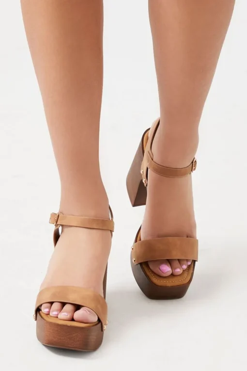 Faux Suede Platform Block Heels