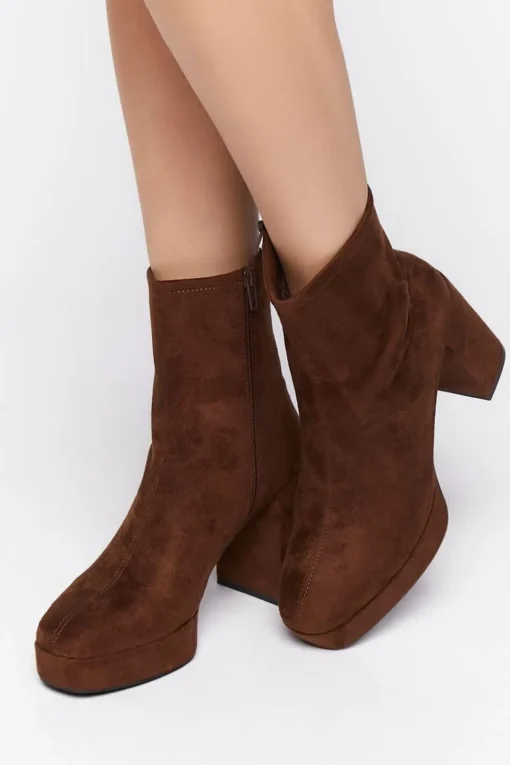 Faux Suede Platform Booties