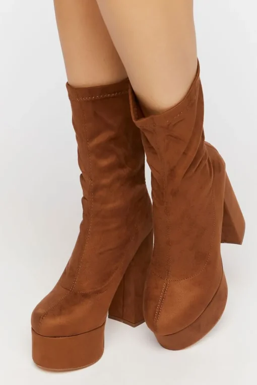 Faux Suede Platform Booties