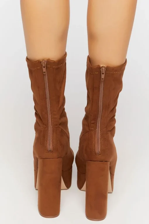 Faux Suede Platform Booties