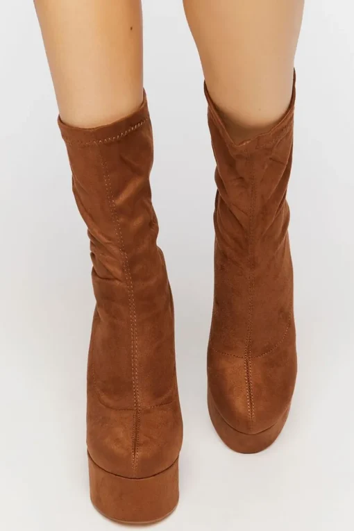 Faux Suede Platform Booties