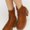 Faux Suede Platform Lug Booties