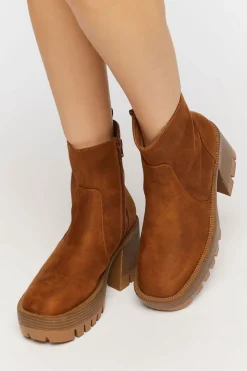 Faux Suede Platform Lug Booties