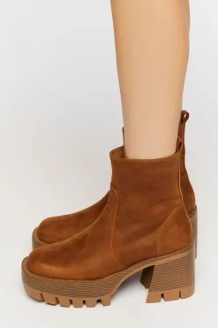 Faux Suede Platform Lug Booties