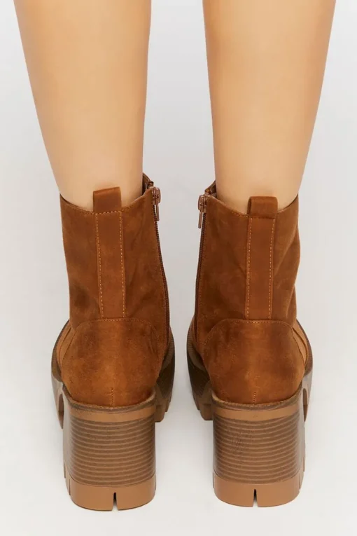Faux Suede Platform Lug Booties