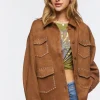Faux Suede Studded Shacket