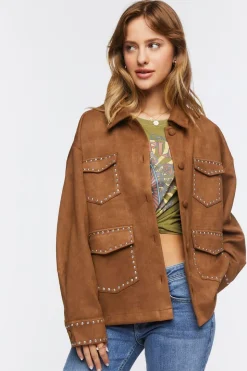 Faux Suede Studded Shacket