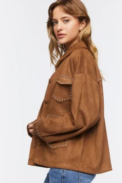 Faux Suede Studded Shacket