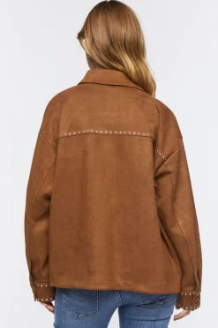 Faux Suede Studded Shacket