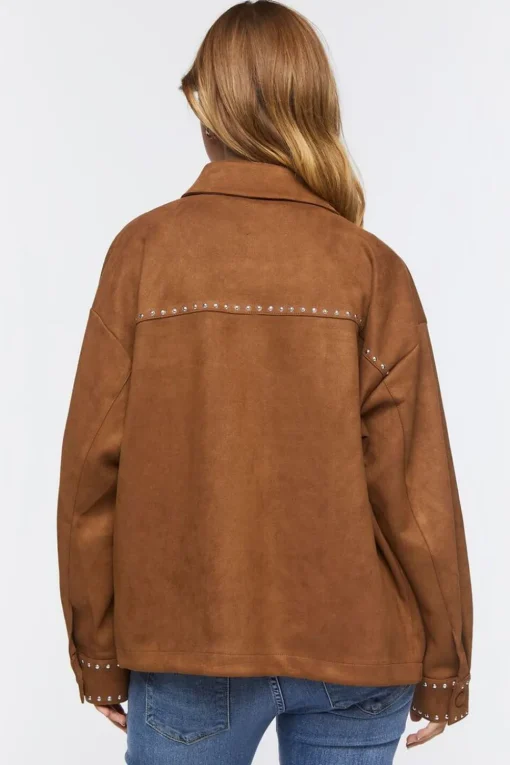 Faux Suede Studded Shacket