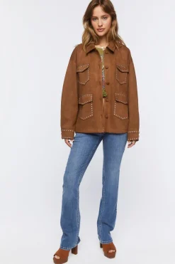 Faux Suede Studded Shacket