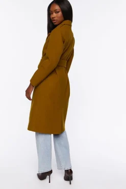 Faux Wool Belted Trench Coat
