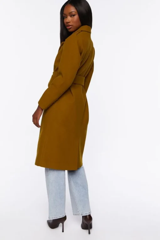 Faux Wool Belted Trench Coat