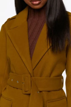 Faux Wool Belted Trench Coat