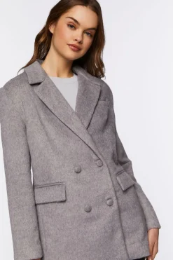 Faux Wool Double-Breasted Blazer