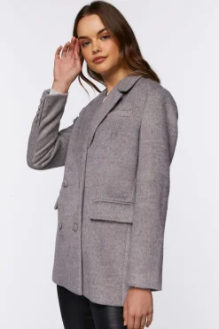 Faux Wool Double-Breasted Blazer