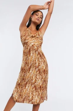 Feather Print Midi Dress