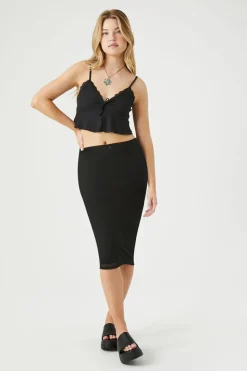 Fitted Mesh Midi Skirt