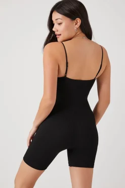 Fitted Rib-Knit Cami Romper
