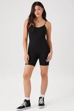 Fitted Rib-Knit Cami Romper