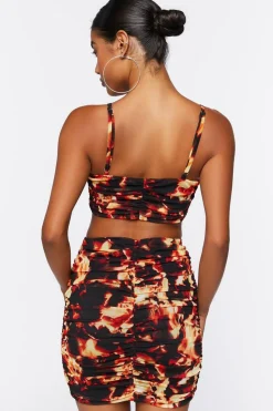 Flame Print Cropped Cami & Mini Skirt Set