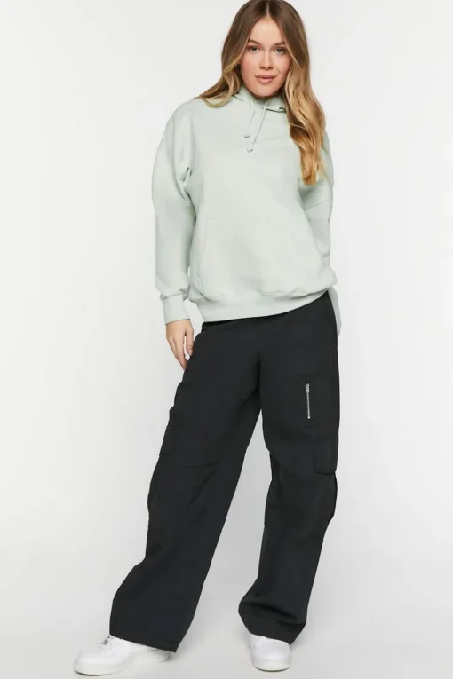 Fleece Knotted Drawstring Hoodie