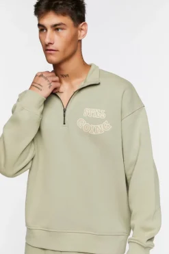 Flocked Still Going Graphic Half-Zip Pullover