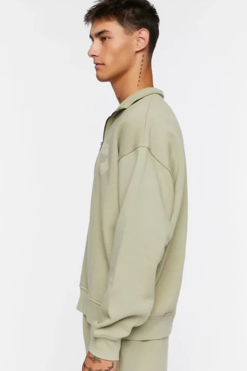 Flocked Still Going Graphic Half-Zip Pullover