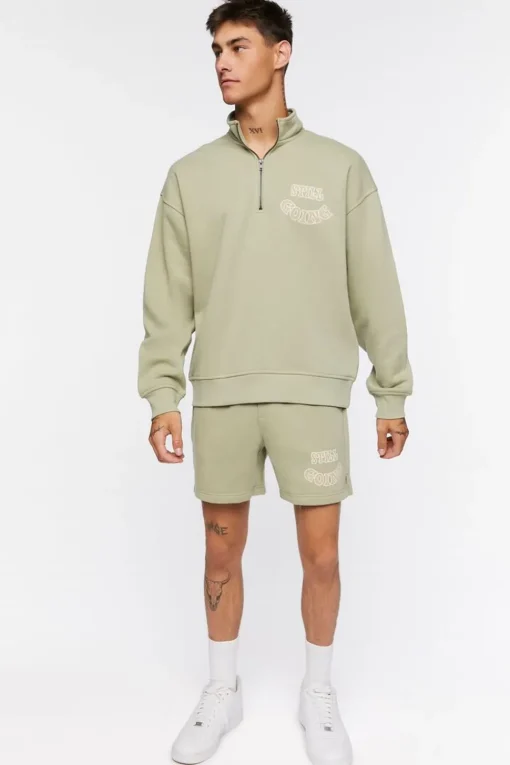Flocked Still Going Graphic Half-Zip Pullover