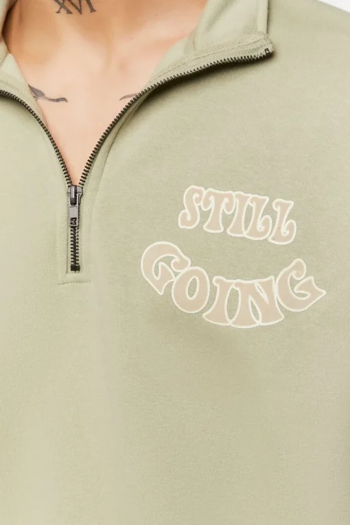 Flocked Still Going Graphic Half-Zip Pullover