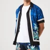 Floral & Sky Print Drawstring Shorts
