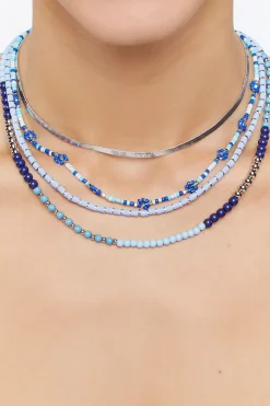 Floral Beaded Layered Necklace Set