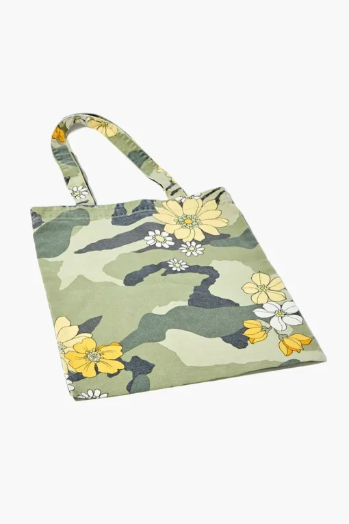 Floral Camo Print Tote Bag