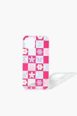 Floral Checkered Case For Iphone 12