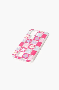 Floral Checkered Case For Iphone 12