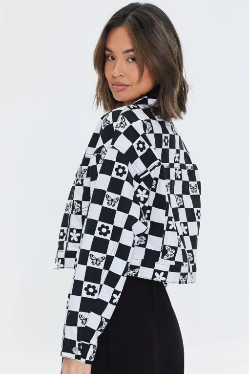 Floral Checkered Twill Jacket