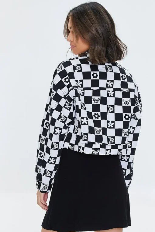 Floral Checkered Twill Jacket