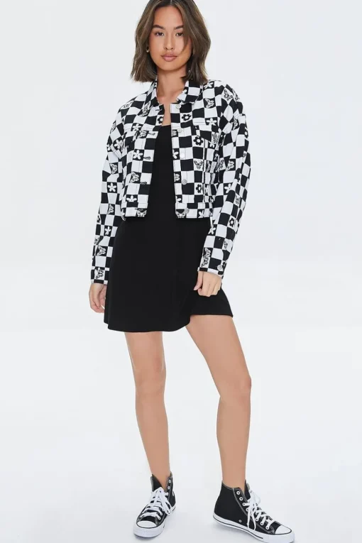 Floral Checkered Twill Jacket
